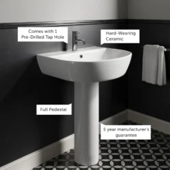 Harbour Clarity 555mm Basin & Full Pedestal