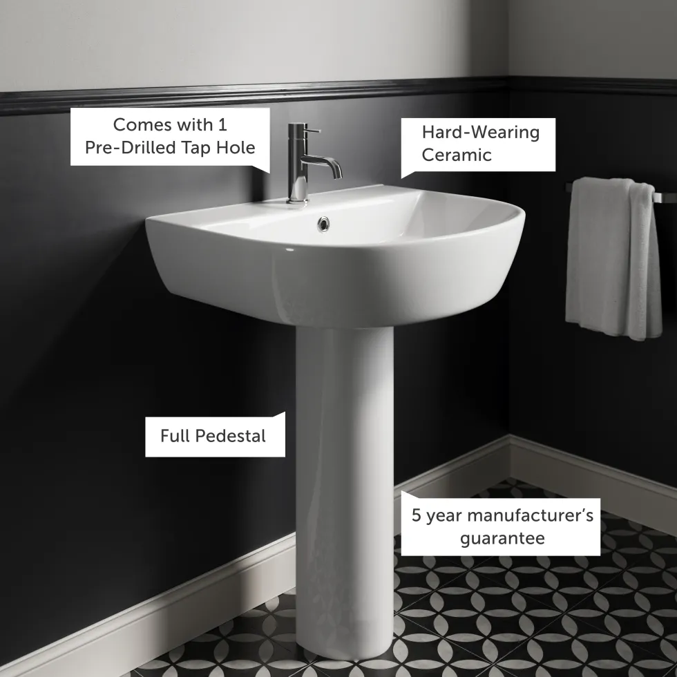 Harbour Clarity 555mm Basin & Full Pedestal