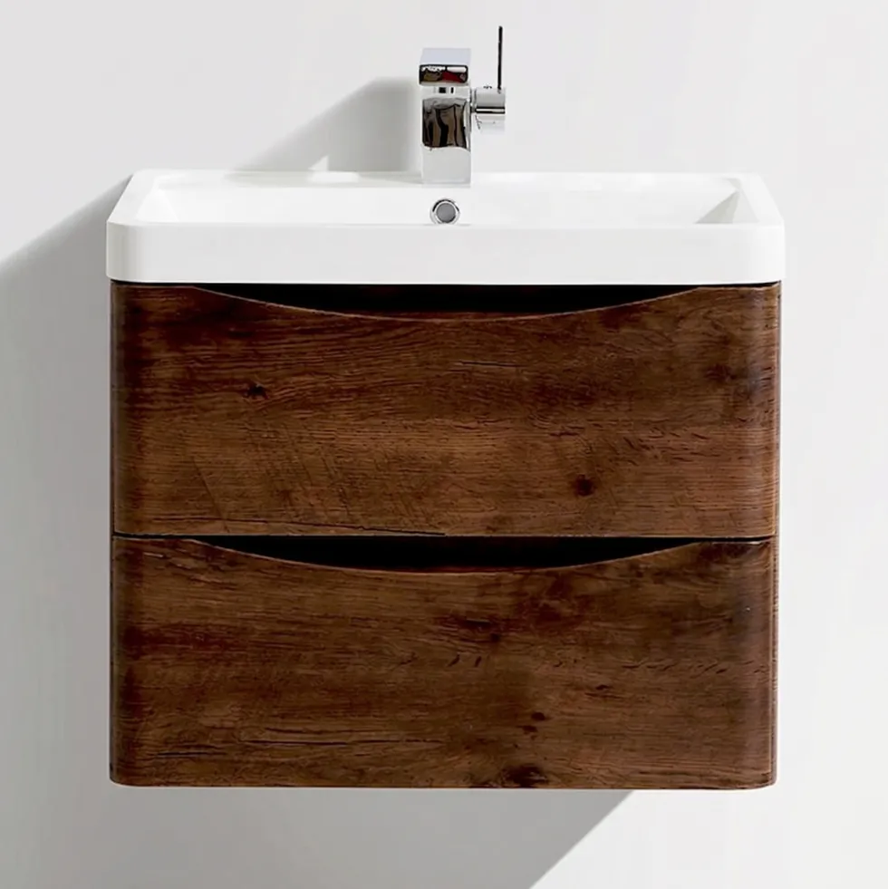 Harbour Clarity 600mm Wall Mounted Chestnut Vanity Unit & Basin