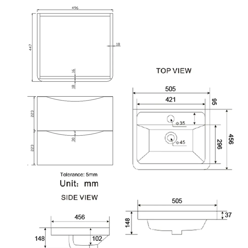 Harbour Clarity 500mm Wall Mounted Vanity Unit & Basin