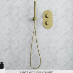 Harbour Clarity Round Shower Handset with Wall Outlet & Hose - Brushed Brass