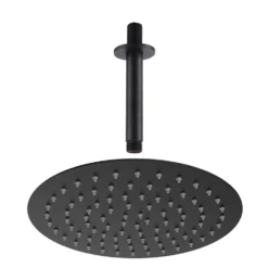 Harbour Clarity Round Shower Head with Ceiling Arm - Matt Black