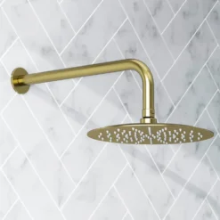 Harbour Clarity Round Shower Head with Shower Arm - Brushed Brass