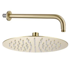 Harbour Clarity Round Shower Head with Shower Arm - Brushed Brass