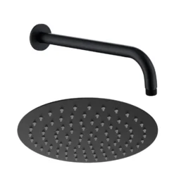 Harbour Clarity Round Shower Head with Wall Arm - Matt Black