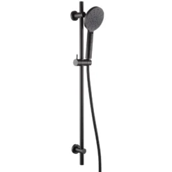 Harbour Clarity Slide Rail Shower Kit with Round Shower Handset & Hose - Matt Black