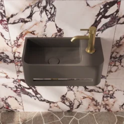 Harbour Concrete 430mm Cloakroom Wall Hung Curved Basin - Anthracite Grey