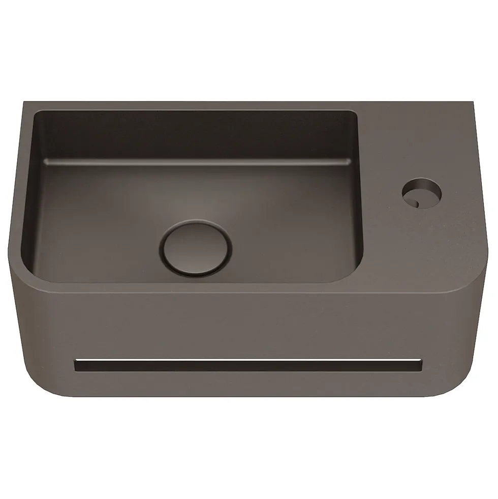 Harbour Concrete 430mm Cloakroom Wall Hung Curved Basin - Anthracite Grey