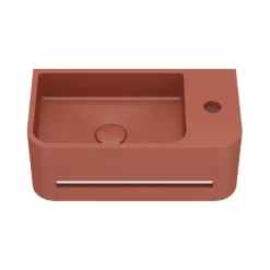 Harbour Concrete 430mm Cloakroom Wall Hung Curved Basin - Brick Red