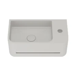 Harbour Concrete 430mm Cloakroom Wall Hung Curved Basin - Concrete Grey