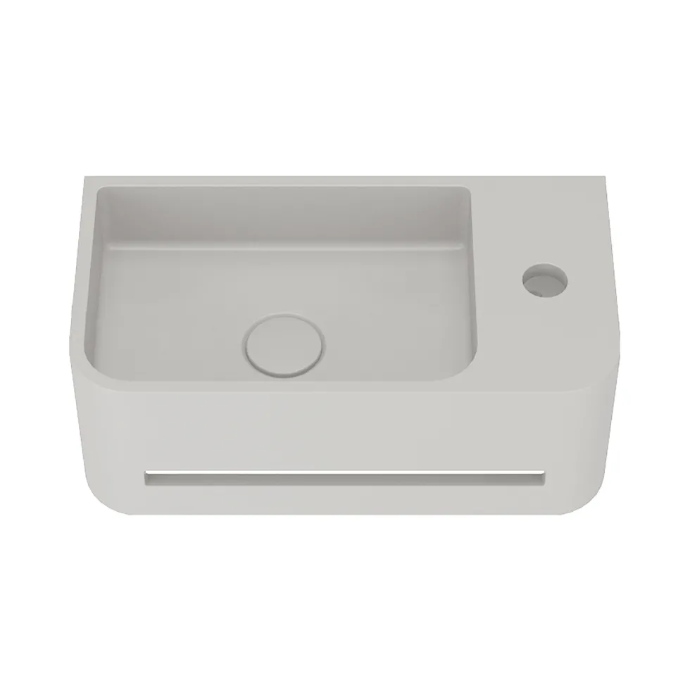 Harbour Concrete 430mm Cloakroom Wall Hung Curved Basin - Concrete Grey