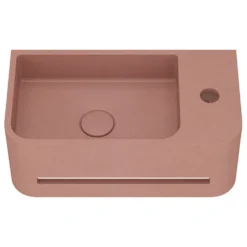 Harbour Concrete 430mm Cloakroom Wall Hung Curved Basin - Dusky Pink