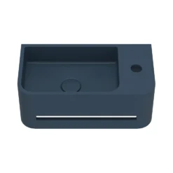 Harbour Concrete 430mm Cloakroom Wall Hung Curved Basin - Navy Blue