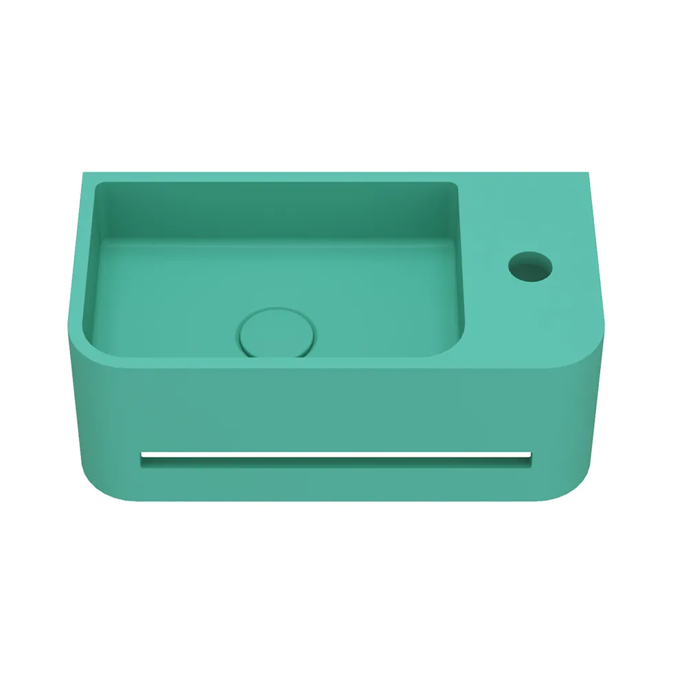 Harbour Concrete 430mm Cloakroom Wall Hung Curved Basin - Seafoam Green