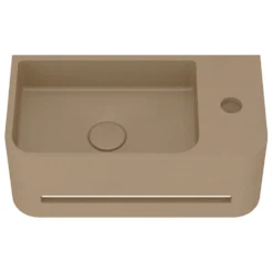 Harbour Concrete 430mm Cloakroom Wall Hung Curved Basin - Warm Clay