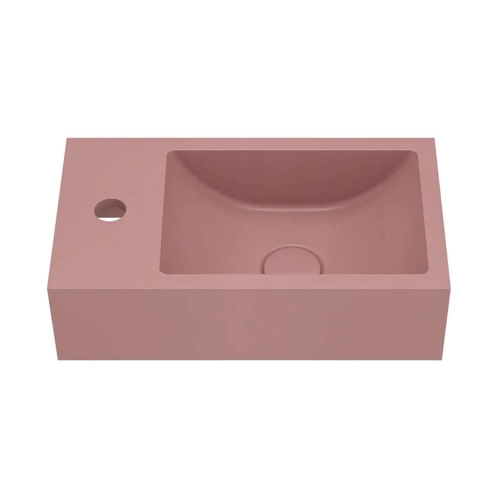 Harbour Concrete 400mm Cloakroom Wall Hung Pink Basin & Frame