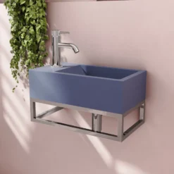Harbour Concrete 400mm Cloakroom Wall Hung Purple Basin & Frame