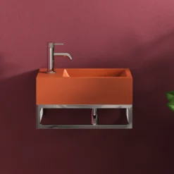 Harbour Concrete 400mm Cloakroom Wall Hung Red Basin & Frame