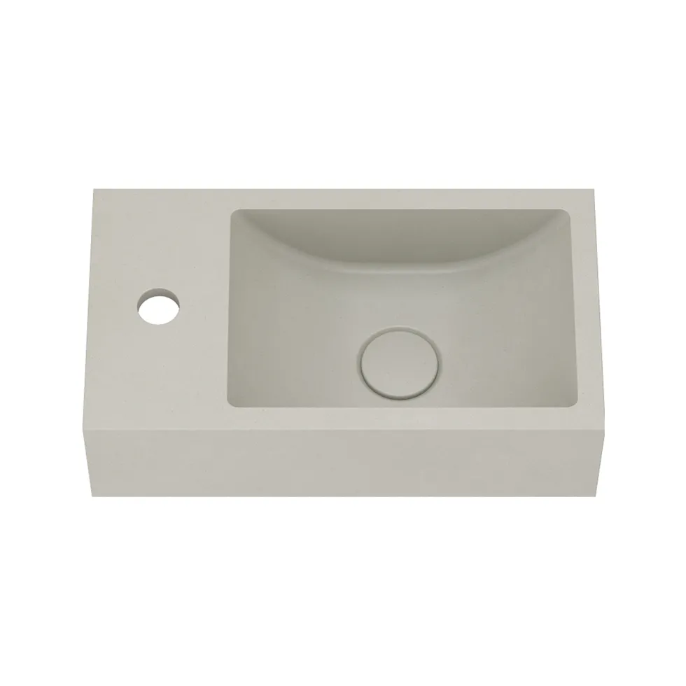 Harbour Concrete 400mm Cloakroom Wall Hung Warm Grey Basin & Frame