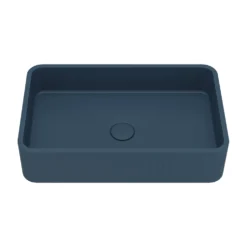 Harbour Concrete 520mm Fluted Rectangular Countertop Basin - Navy Blue