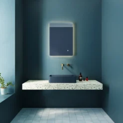 Harbour Concrete 520mm Fluted Rectangular Countertop Basin - Navy Blue