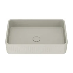 Harbour Concrete 520mm Fluted Rectangular Countertop Basin - Warm Grey