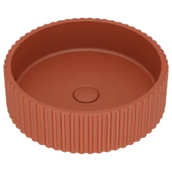 Harbour Concrete 400mm Fluted Round Countertop Bowl - Brick Red