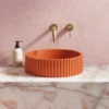 Harbour Concrete 400mm Fluted Round Countertop Bowl - Burnt Orange