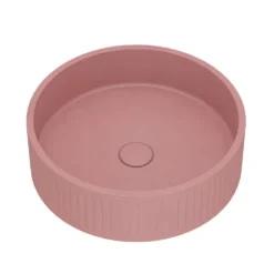 Harbour Concrete 400mm Fluted Round Countertop Bowl - Dusky Pink