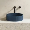 Harbour Concrete 400mm Fluted Round Countertop Bowl - Navy Blue