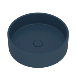 Harbour Concrete 400mm Fluted Round Countertop Bowl - Navy Blue