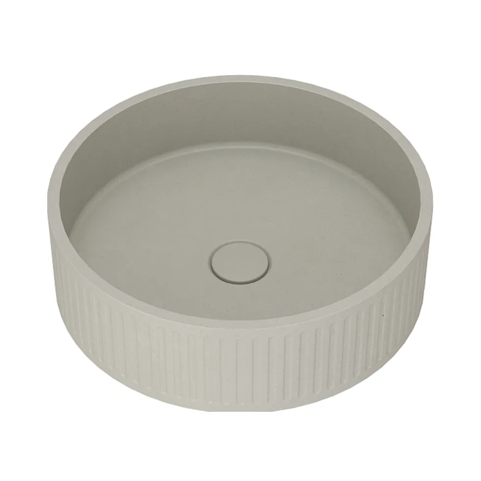 Harbour Concrete 400mm Fluted Round Countertop Bowl - Warm Grey