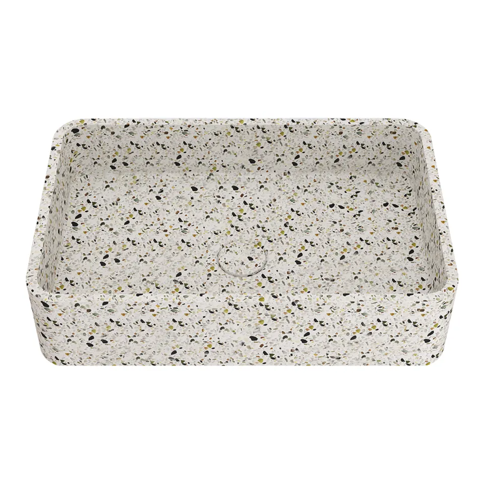 Harbour Concrete 500mm Rectangular Countertop Basin - Natural Terrazzo