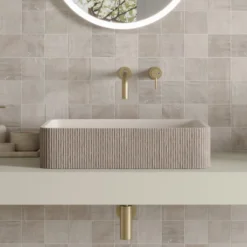 Harbour Concrete 520mm Rectangular Textured Countertop Basin - Pearl Grey