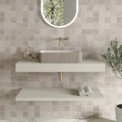 Harbour Concrete 520mm Rectangular Textured Countertop Basin - Pearl Grey