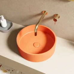 Harbour Concrete 390mm Round Countertop Basin - Burnt Orange