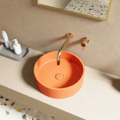 Harbour Concrete 390mm Round Countertop Basin - Burnt Orange