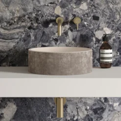 Harbour Concrete 406mm Round Textured Countertop Basin - Pearl Grey
