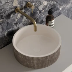 Harbour Concrete 406mm Round Textured Countertop Basin - Pearl Grey