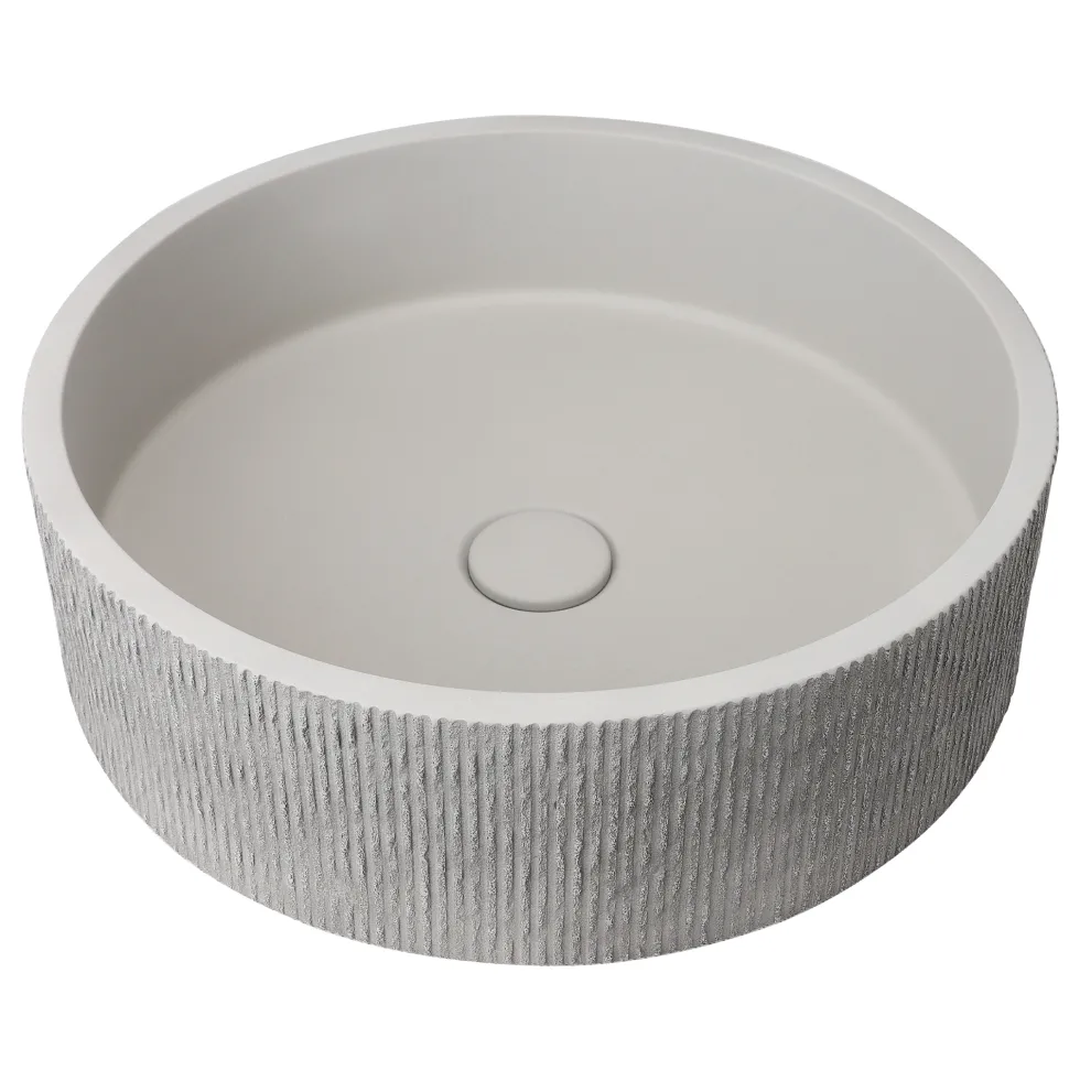 Harbour Concrete 406mm Round Textured Countertop Basin - Pearl Grey