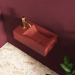 Harbour Concrete 400mm Wall Hung Cloakroom Basin - Brick Red