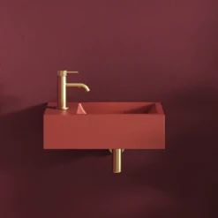 Harbour Concrete 400mm Wall Hung Cloakroom Basin - Brick Red