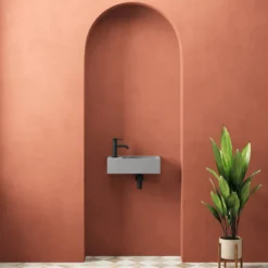 Harbour Concrete 400mm Wall Hung Cloakroom Basin - Concrete Grey