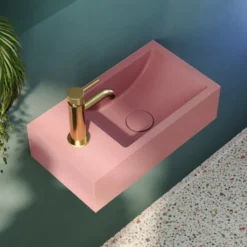 Harbour Concrete 400mm Wall Hung Cloakroom Basin - Dusky Pink