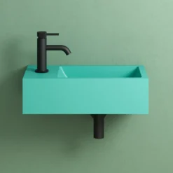 Harbour Concrete 400mm Wall Hung Cloakroom Basin - Seafoam Green