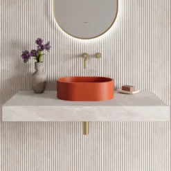 Harbour Concrete Small 400mm Oval Basin - Brick Red