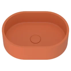 Harbour Concrete Small 400mm Oval Basin - Burnt Orange