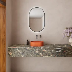 Harbour Concrete Small 400mm Oval Basin - Burnt Orange