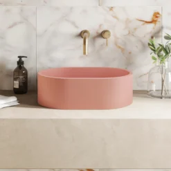 Harbour Concrete Small 400mm Oval Basin - Dusky Pink