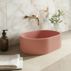Harbour Concrete Small 400mm Oval Basin - Dusky Pink